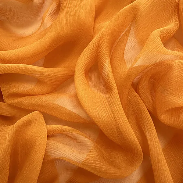 3 5/8 YD PC-Orange Woven Crinkled Silk Chiffon Fabric