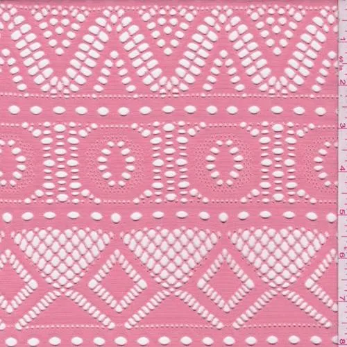 3 YD PC-Melon Pink Stripe Mesh Lace Fabric