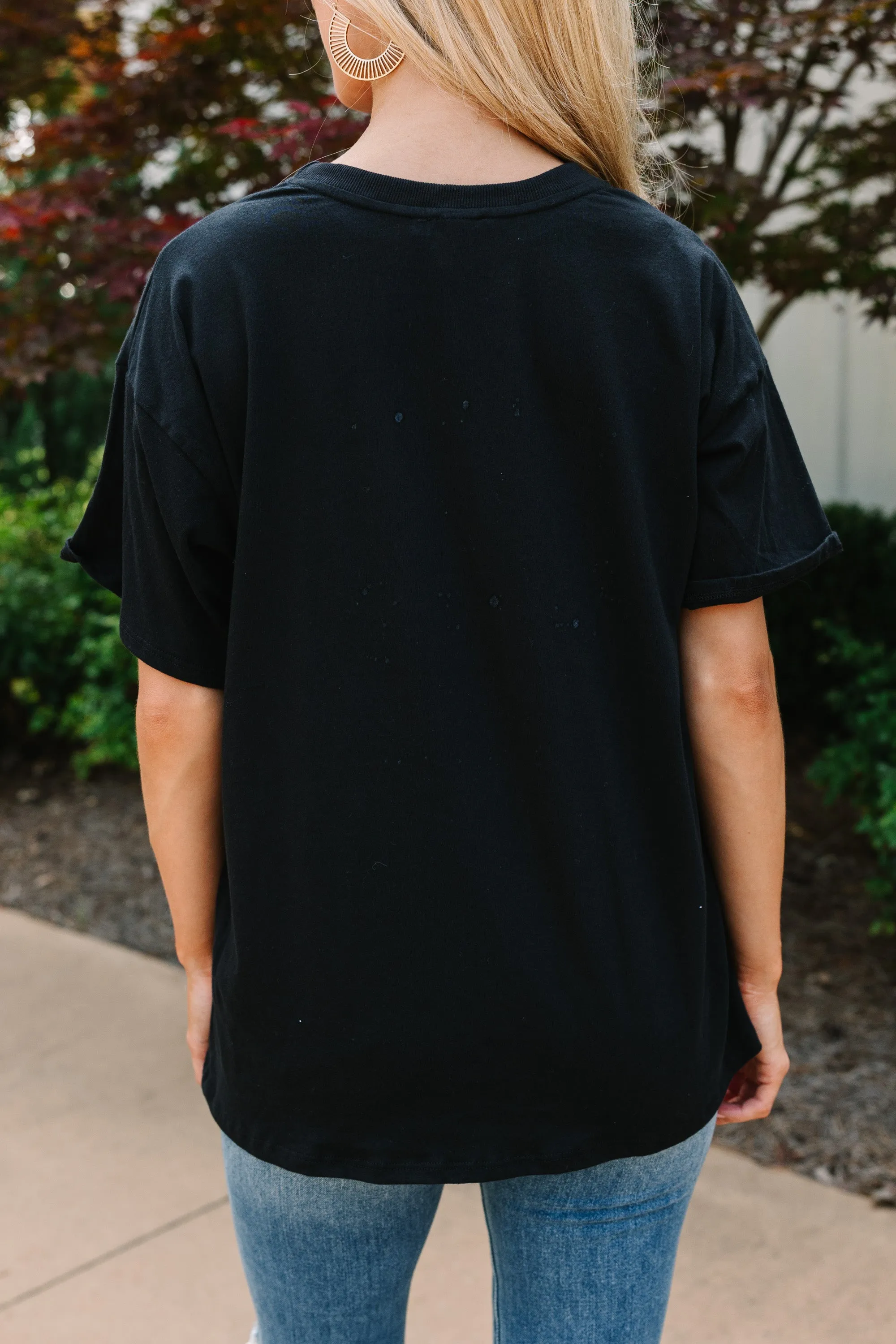 Adventures Are Waiting Black Graphic Tee