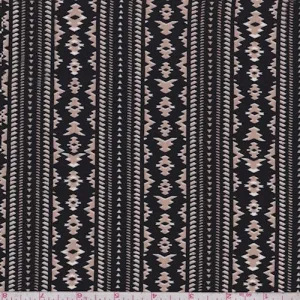 Black/Tan Aztec Stripe Challis Fabric