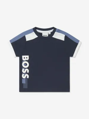 BOSS Baby Boys Logo Print T-Shirt in Navy