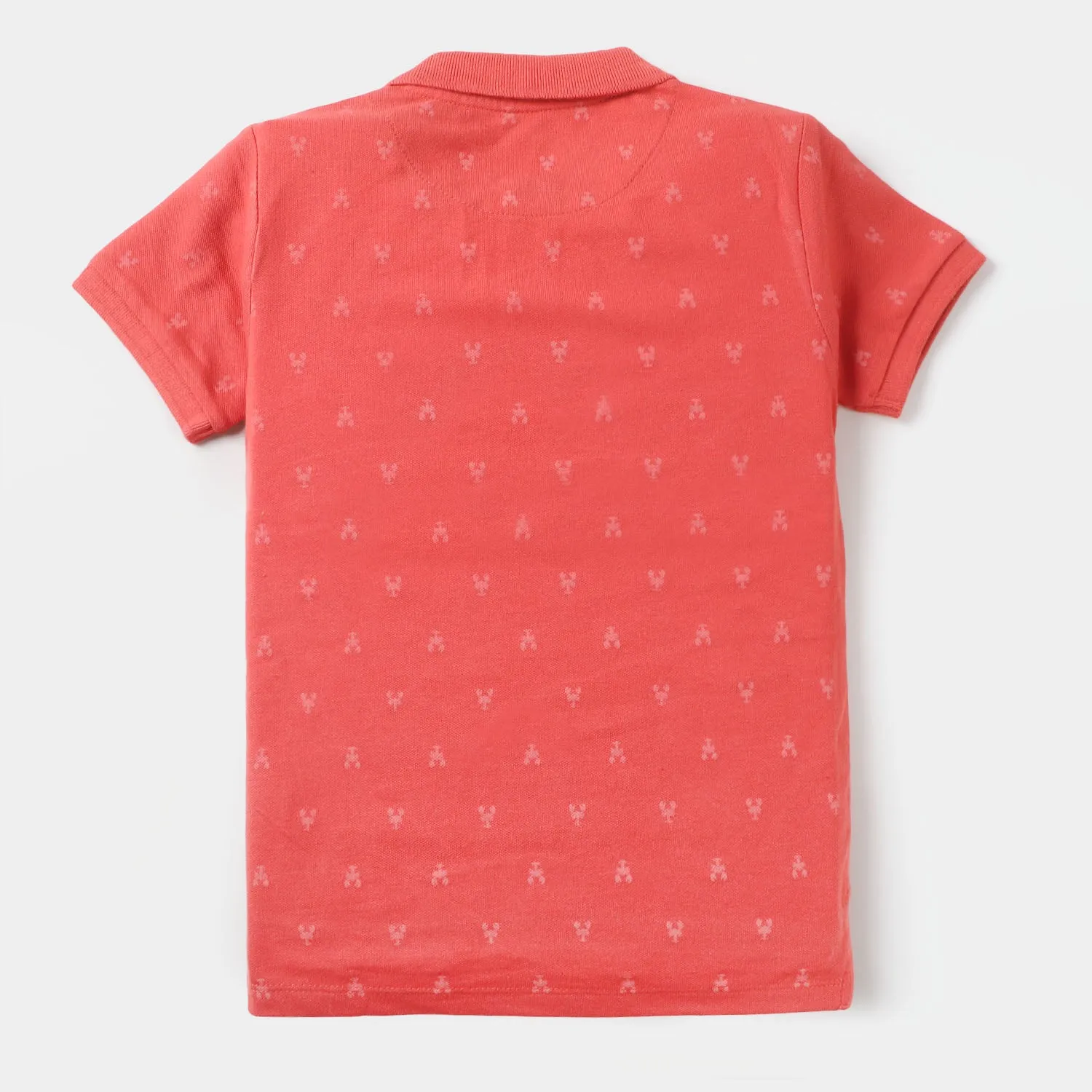 Boys Cotton Polo Crabs - Reddish Pink