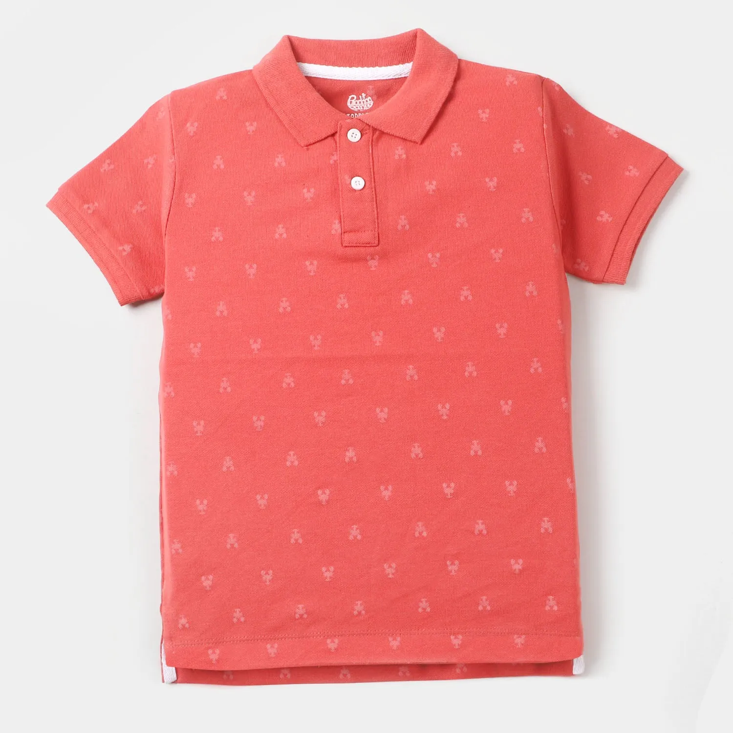 Boys Cotton Polo Crabs - Reddish Pink