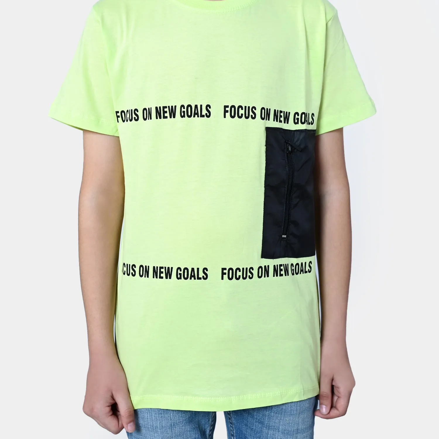 Boys Cotton T-Shirt New Goals |Sharp Green