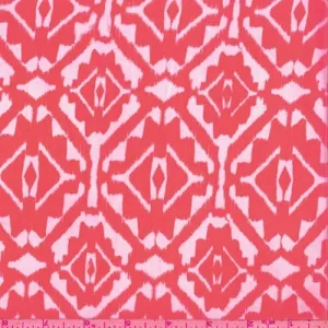 Bright Neon Peach/White Inca Diamond Challis Fabric