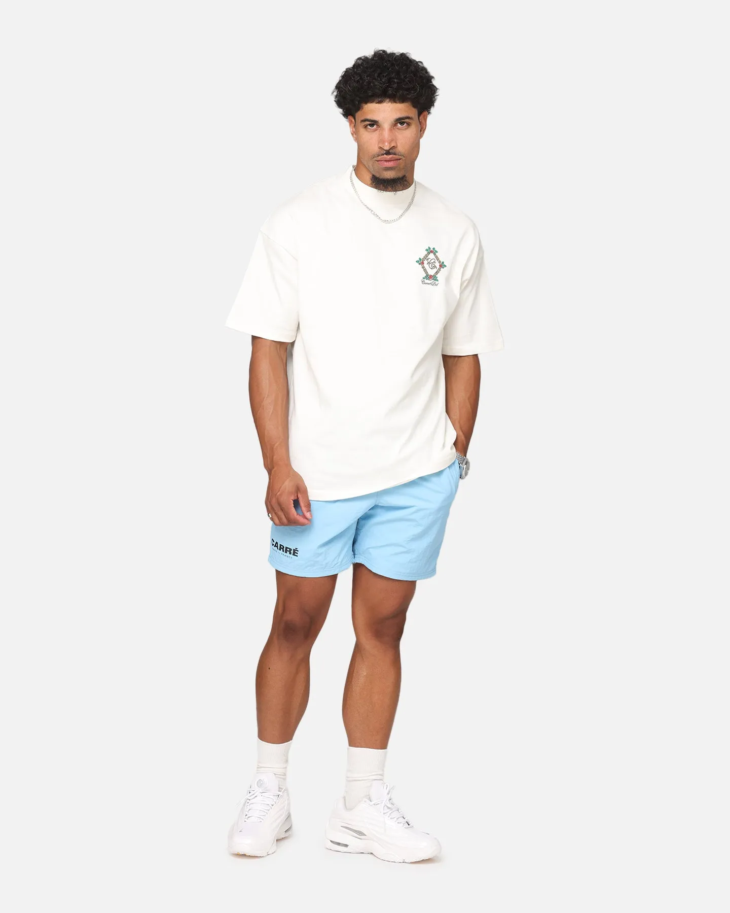 Carre Royal Patch Mock Neck T-Shirt Off White