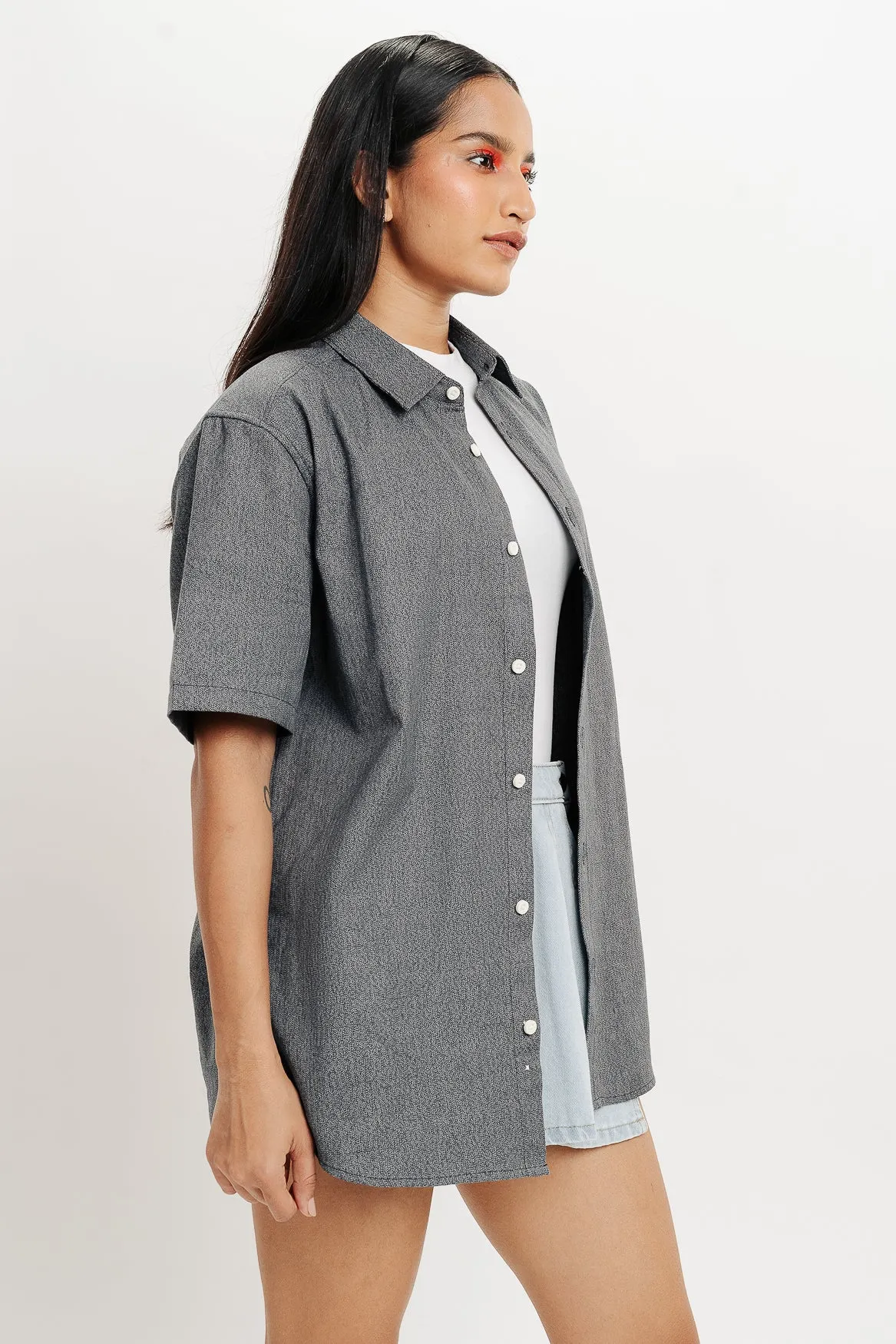 Charcoal Grey Cotton Women's Shirt