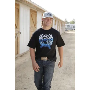 Cinch Men's Black with Blue Logo Tee