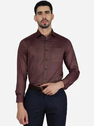 Copper Brown Printed Slim Fit Formal Shirt | Metal