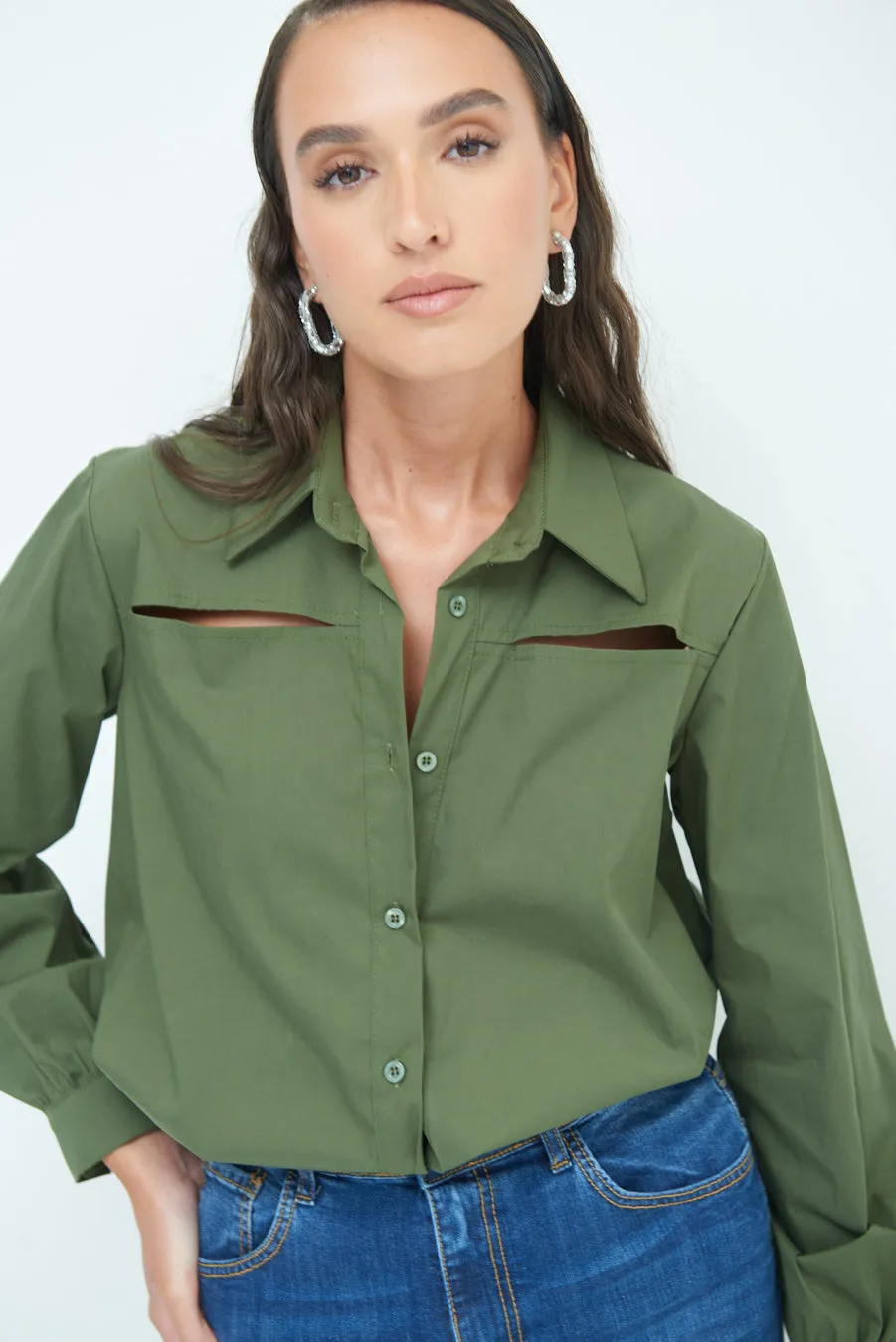 Cut-out detail blouse wholesale