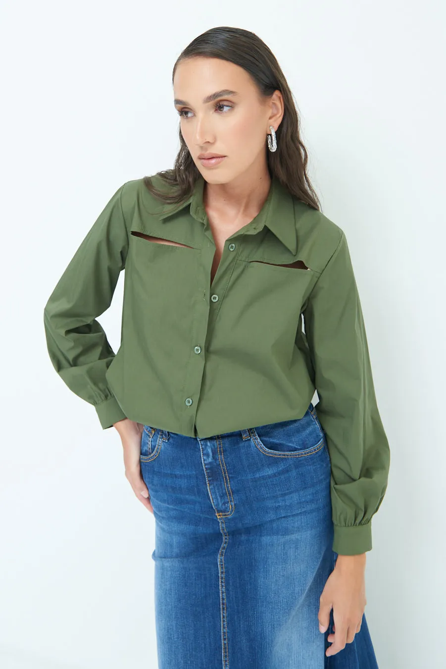 Cut-out detail blouse wholesale