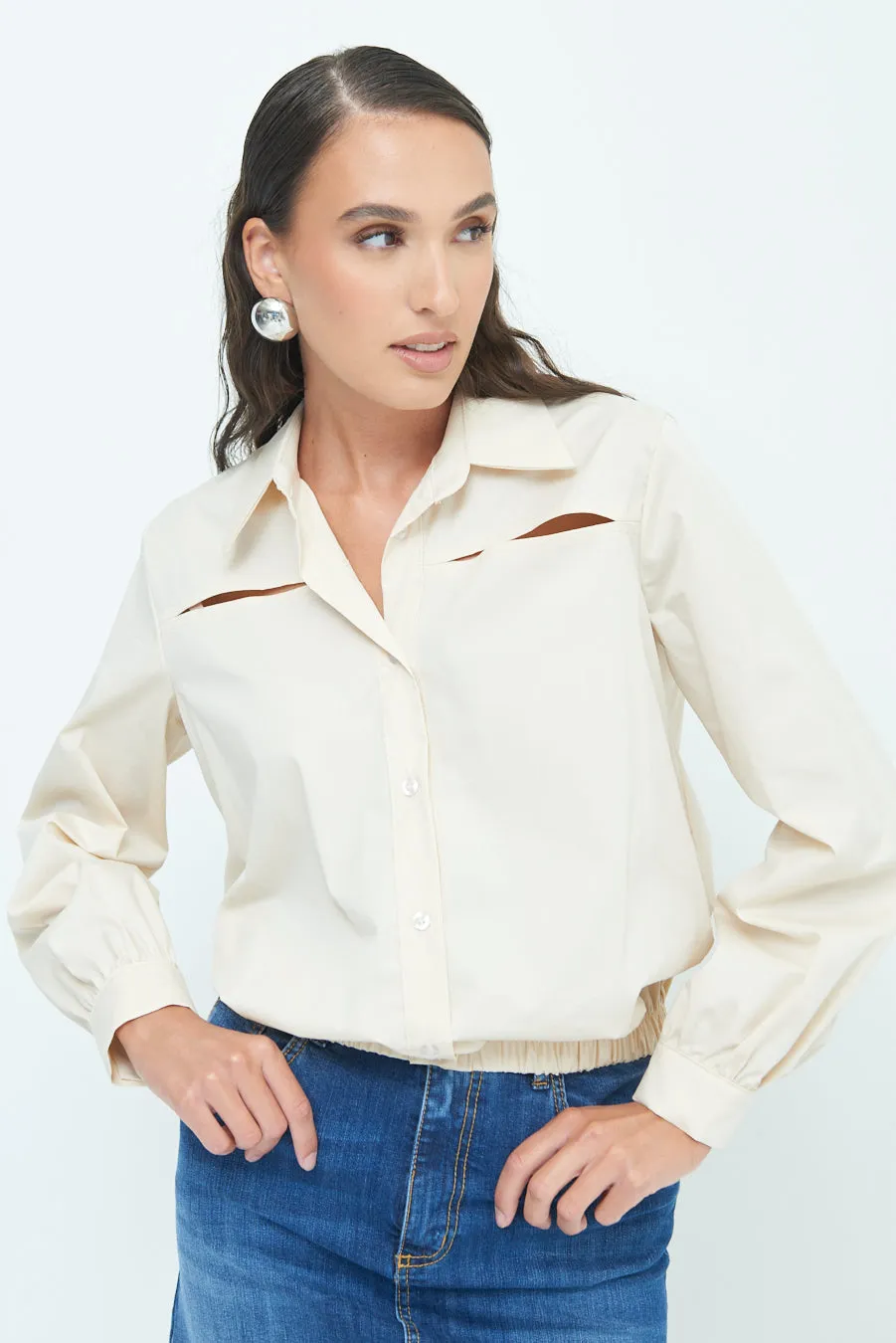 Cut-out detail blouse wholesale