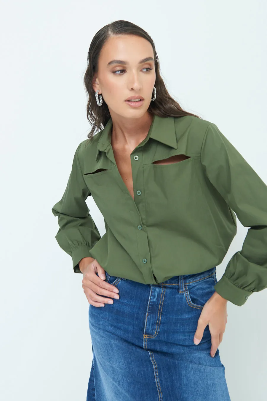 Cut-out detail blouse wholesale