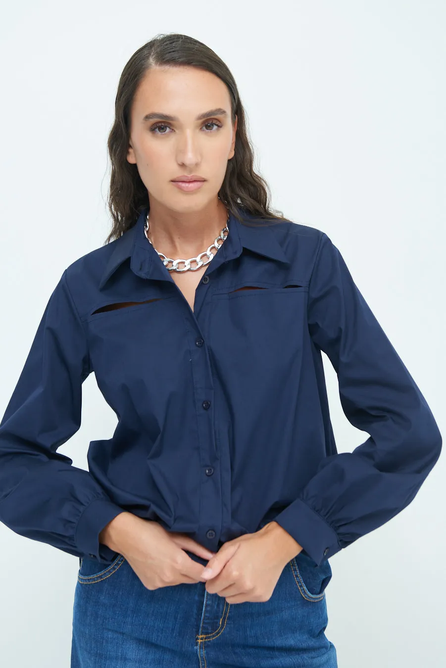 Cut-out detail blouse wholesale