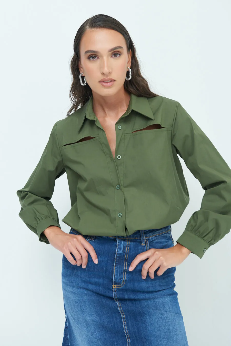 Cut-out detail blouse wholesale