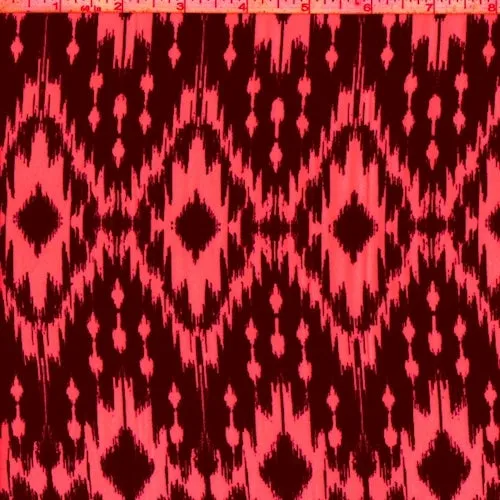 Day Glo Pink/Violet Diamond Ikat Challis Fabric