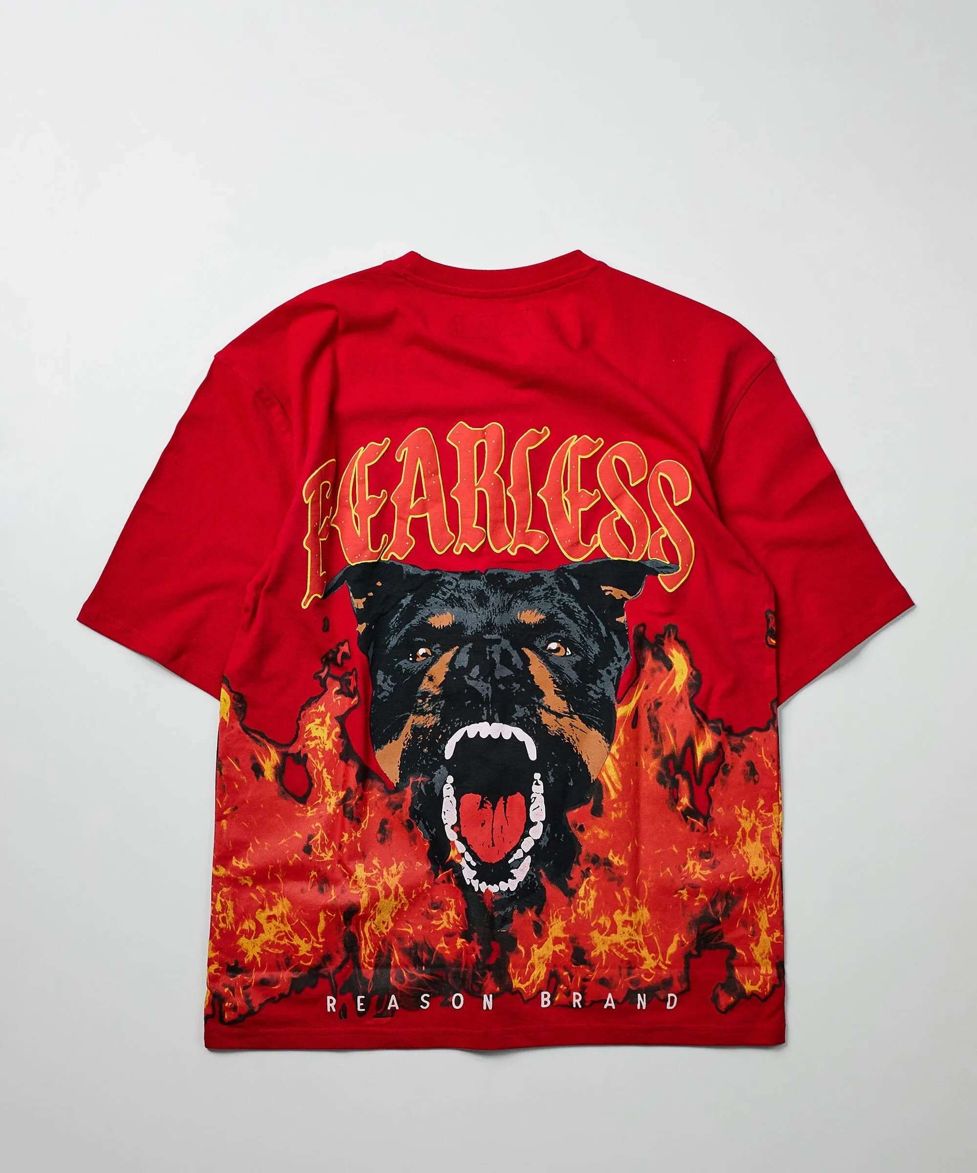 Fearless Oversized Short Sleeve Graphic Tee - Red