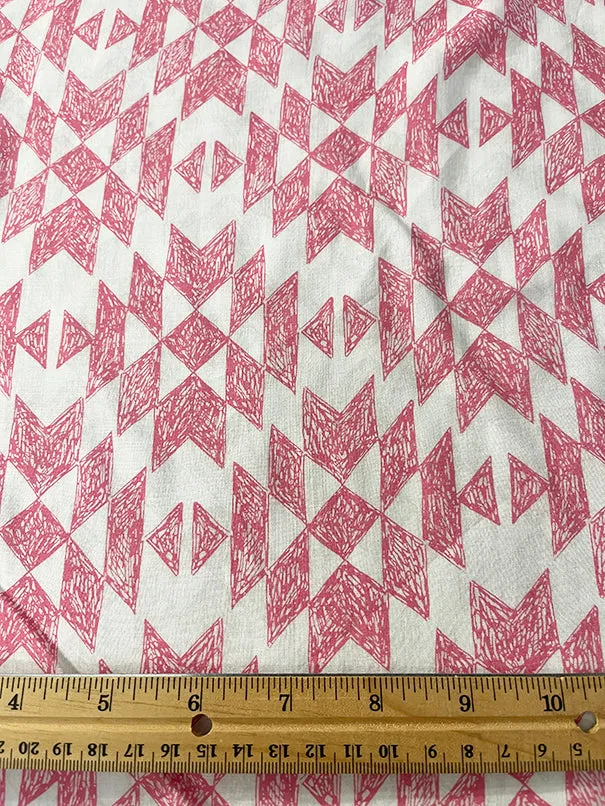 Flamingo and White Print Lawn Fabric