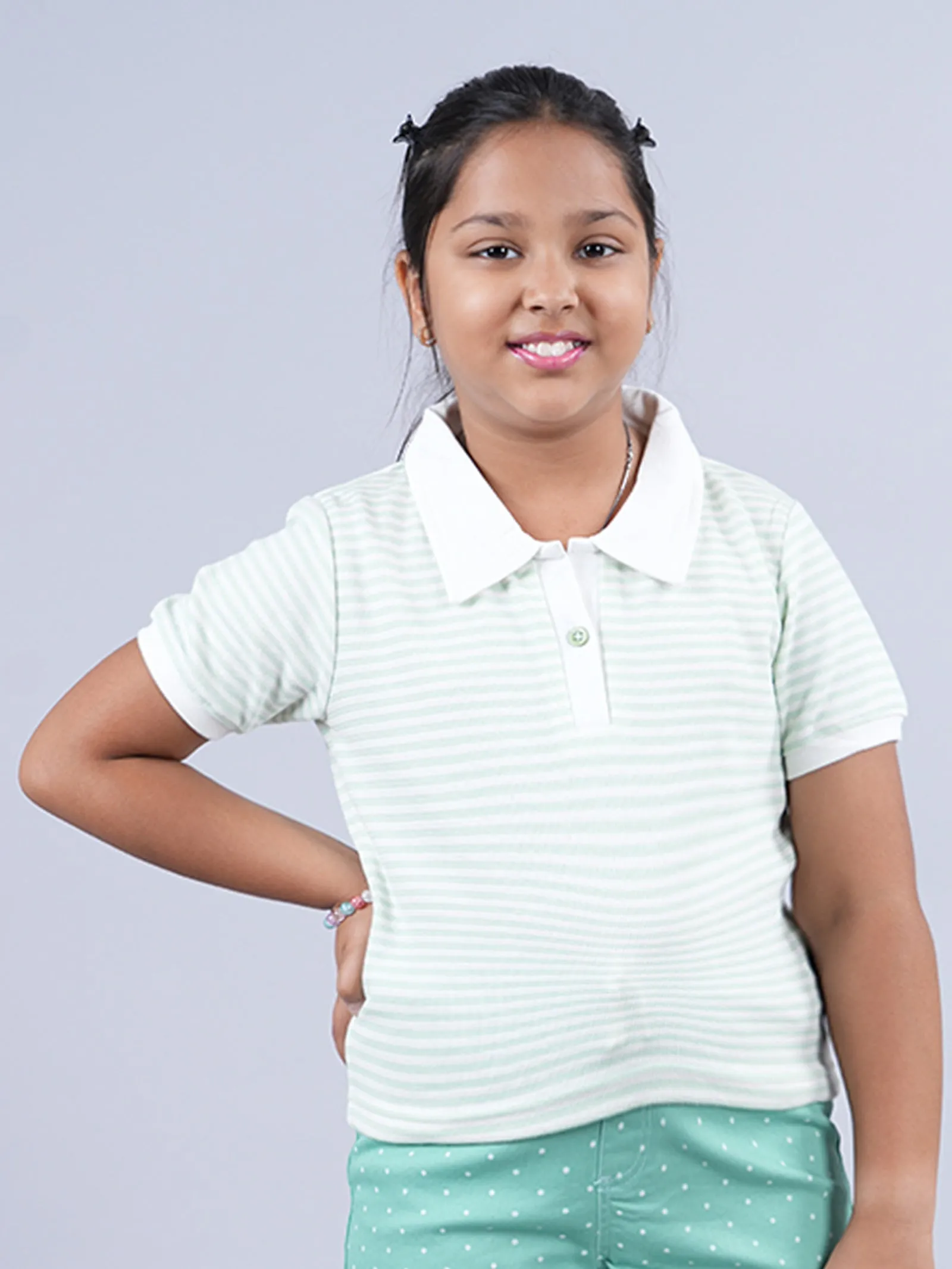 Girls Crop Length Polo Tee