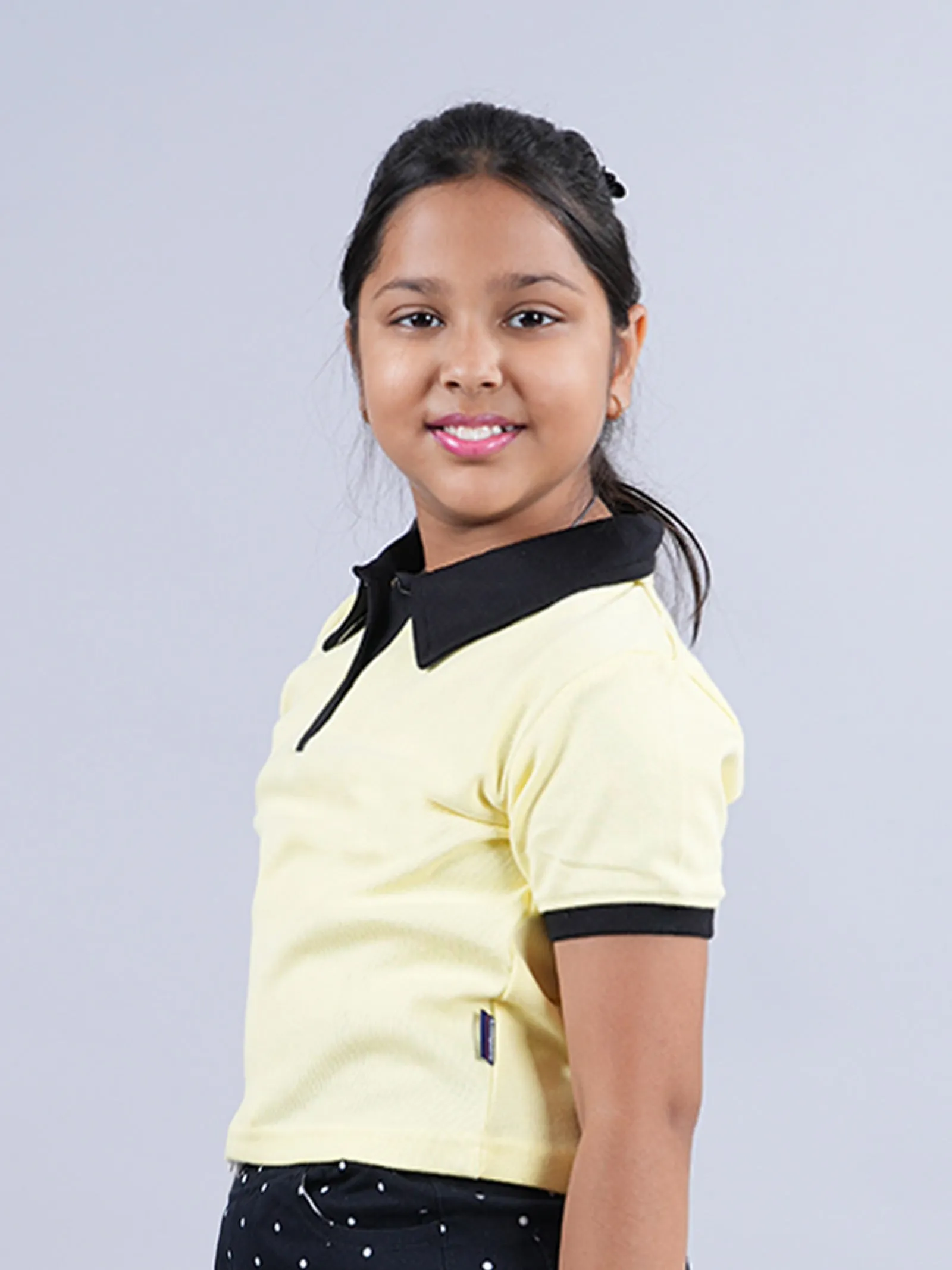 Girls Crop Length Polo Tee