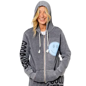 Good Vibes Smile Grey Zip Up Hoodie