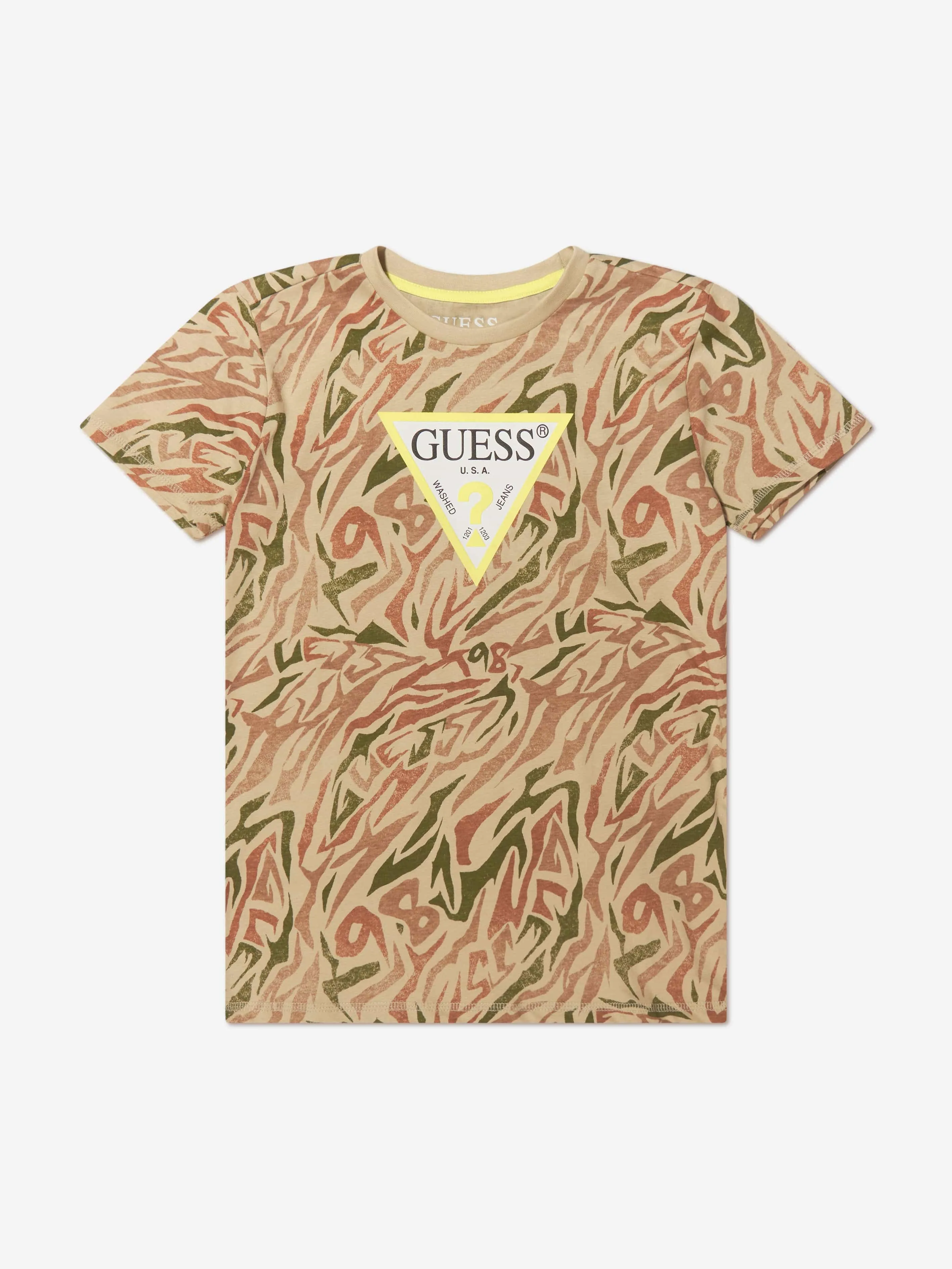 Guess Boys Logo Zebra Print T-Shirt