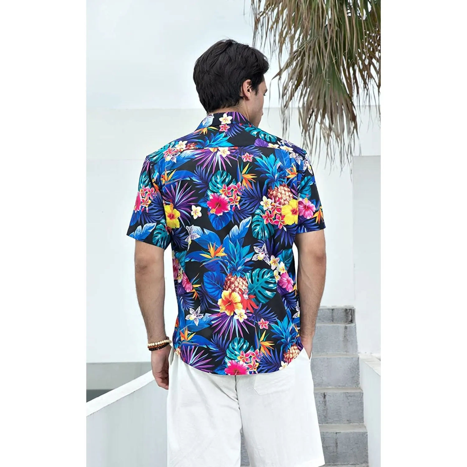 Hawaiian Tropical Shirts with Pocket - Z-BLUE SHIRTS-2