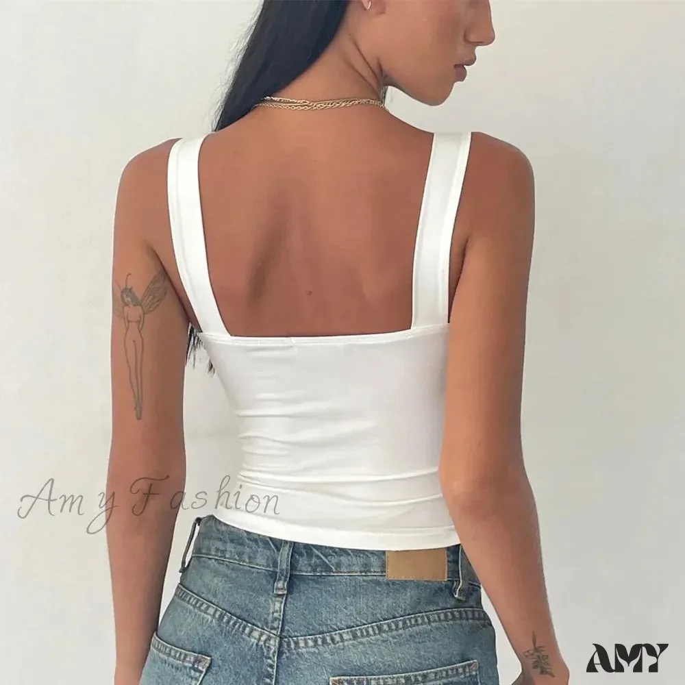 Hollow Out Sexy Basic Sleeveless Backless Slim Bodycon Streetwear Crop Top