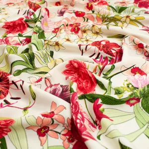 Ice Wash Prints Design-699 Red Flowers & Leaves on Cream