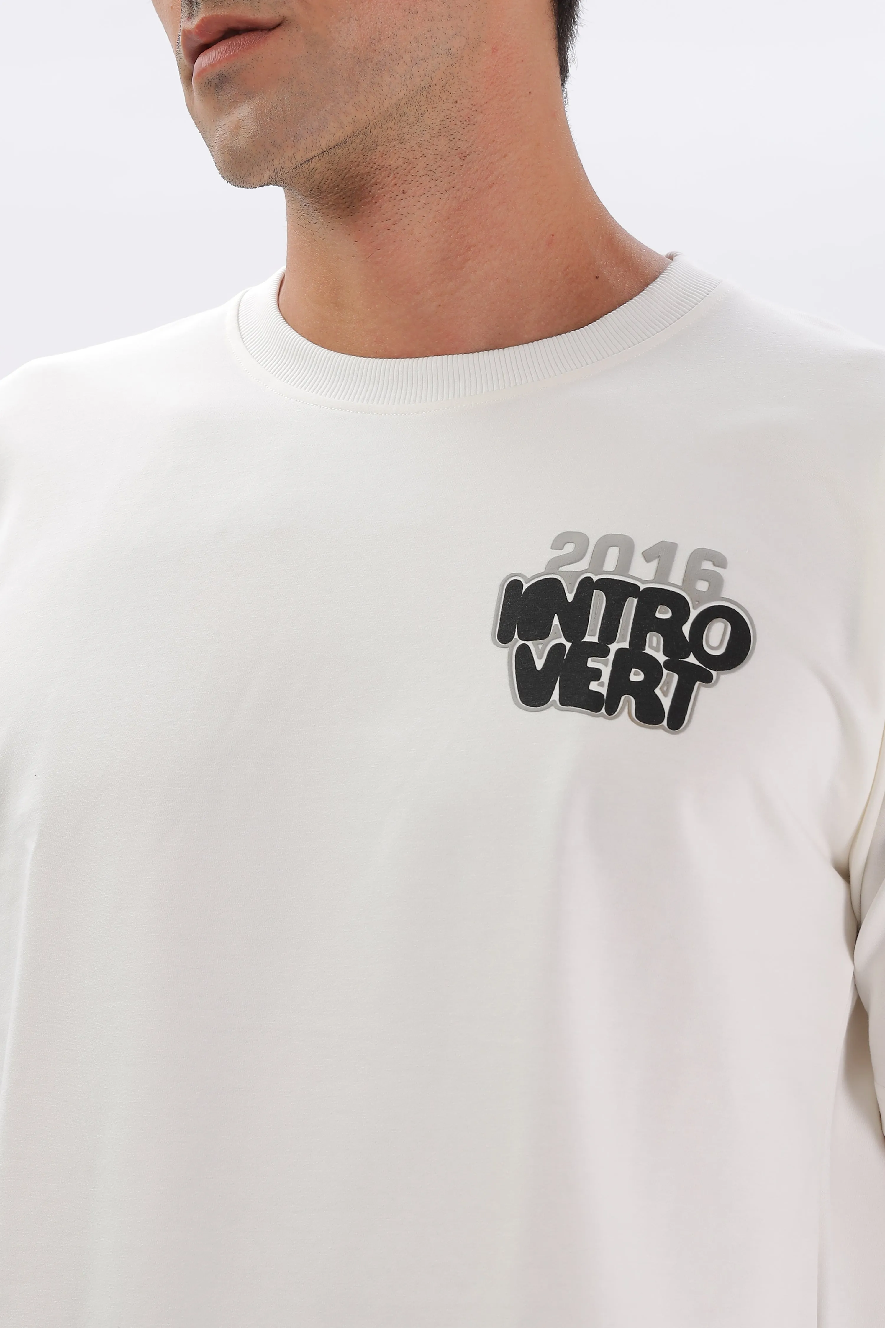 Introvert Vibes Drop Shoulder T-Shirt: White