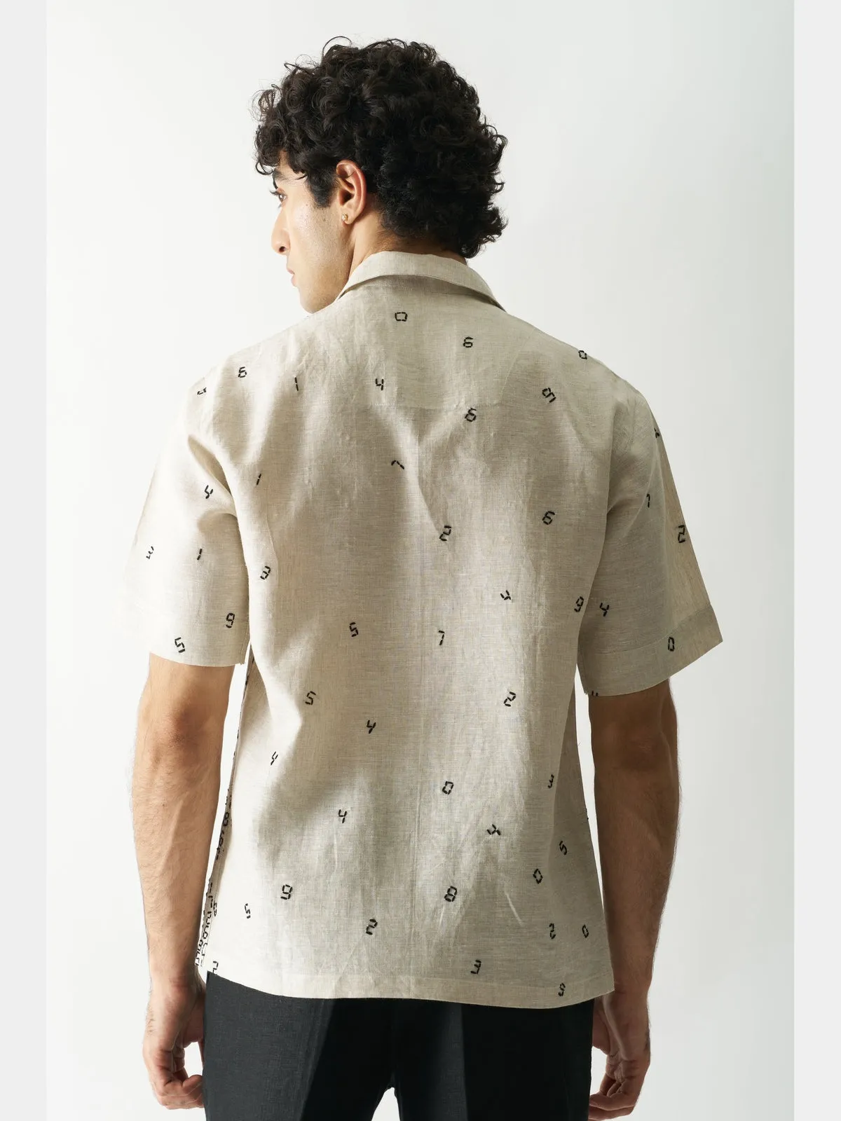 Its All About Numbers - Hand Embroidered Linen Shirt