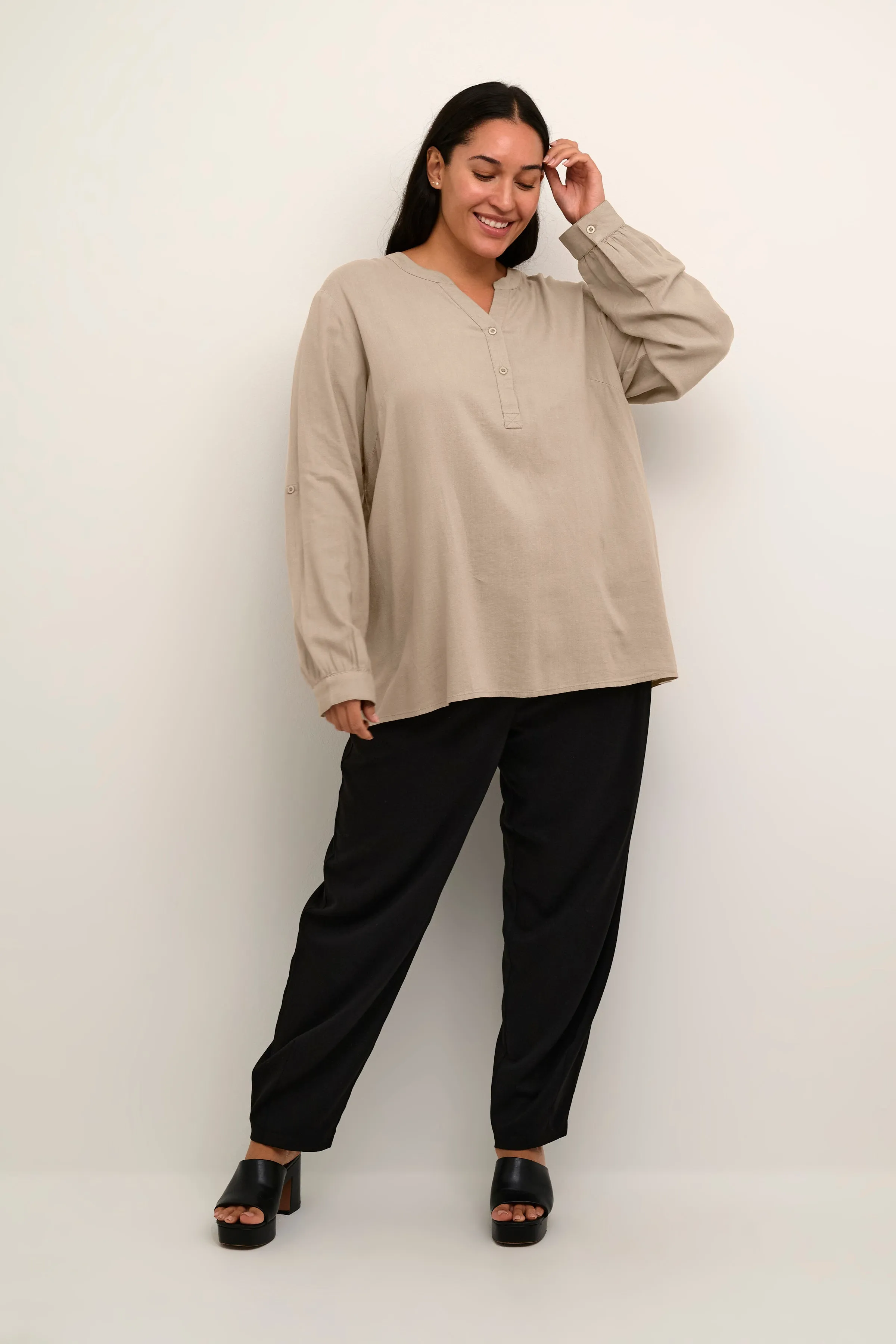 Kaffe Curve Millie Taupe Blouse