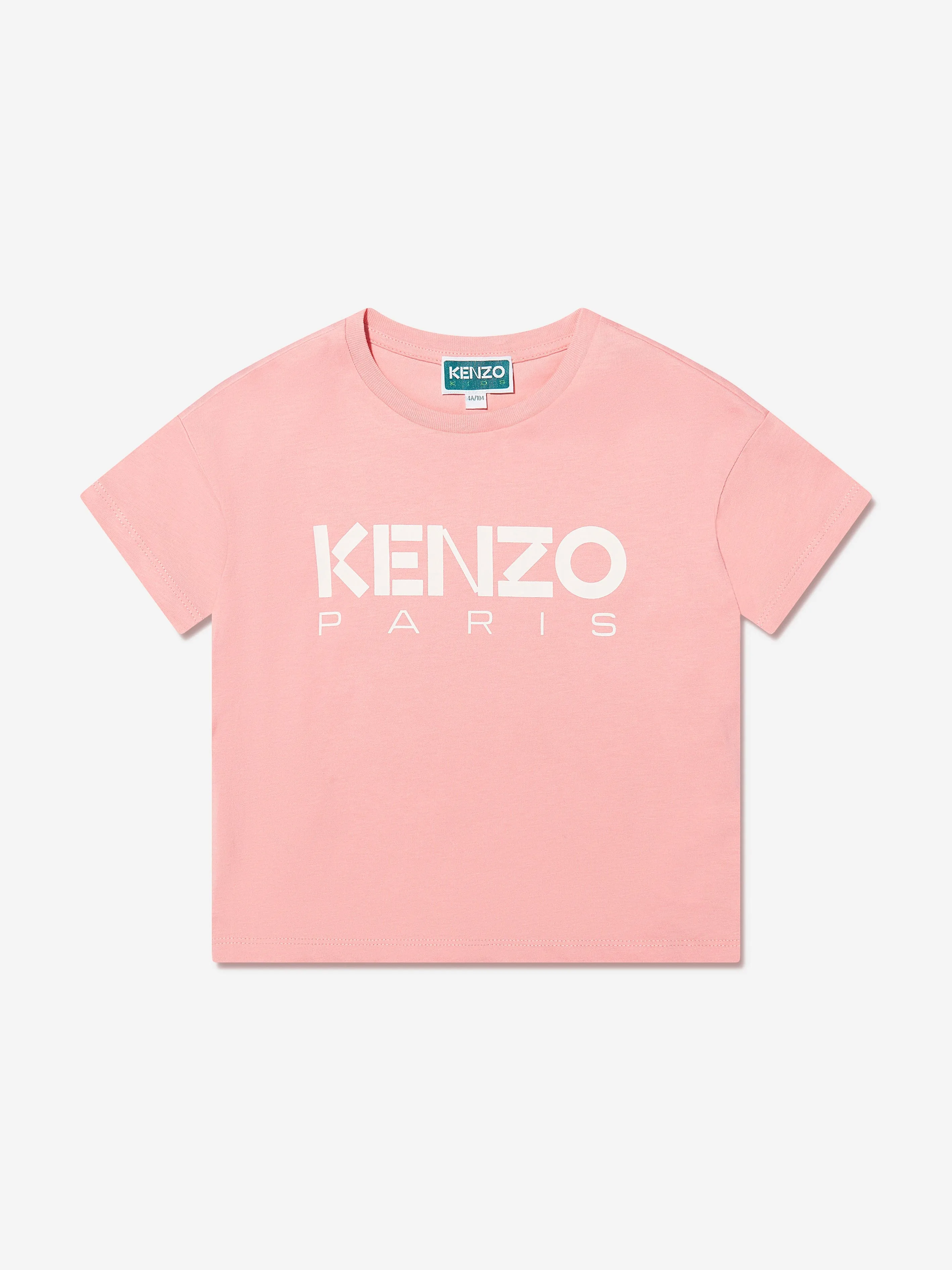 KENZO Girls Organic Cotton Logo Print T-Shirt in Pink