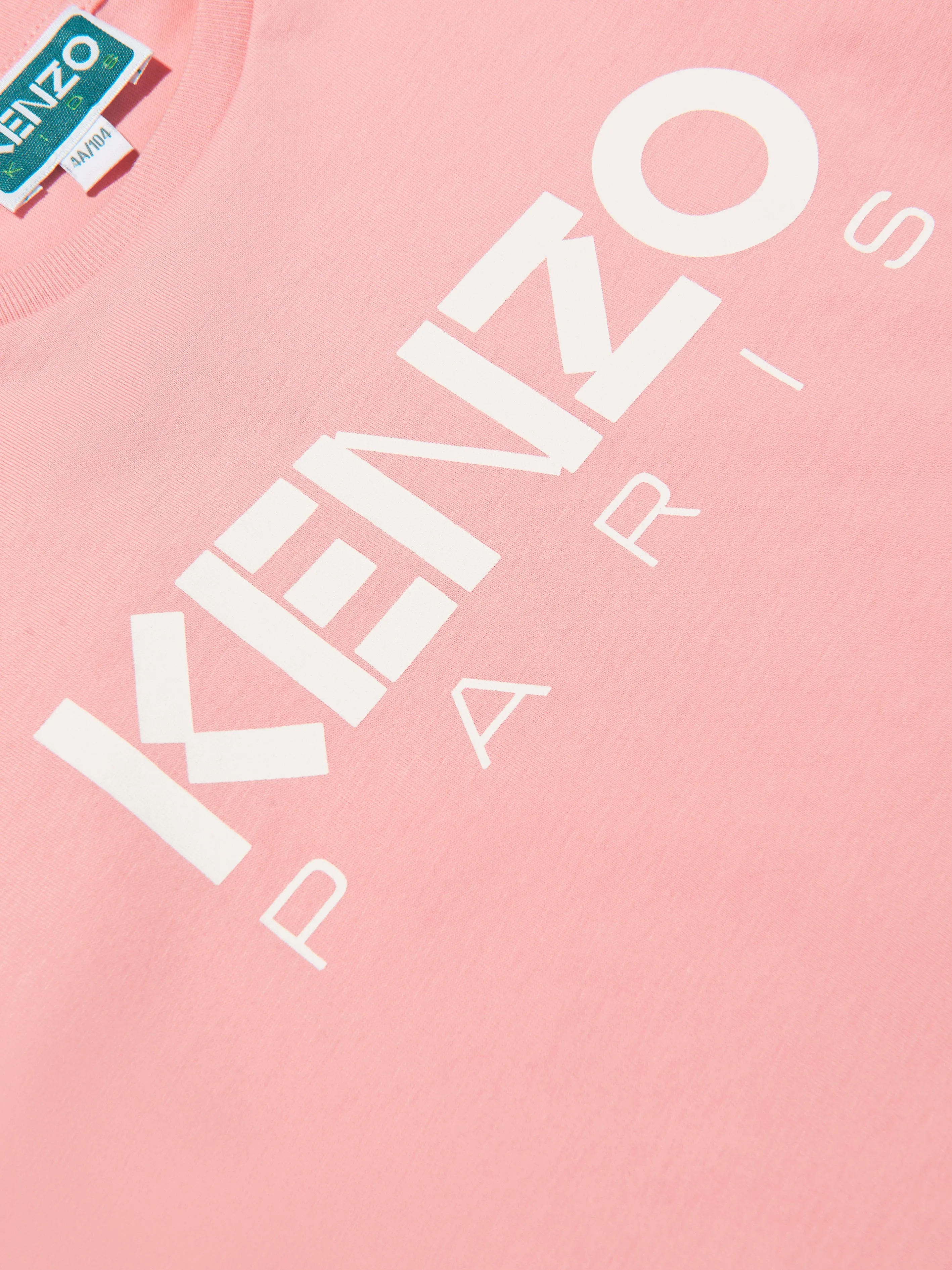 KENZO Girls Organic Cotton Logo Print T-Shirt in Pink