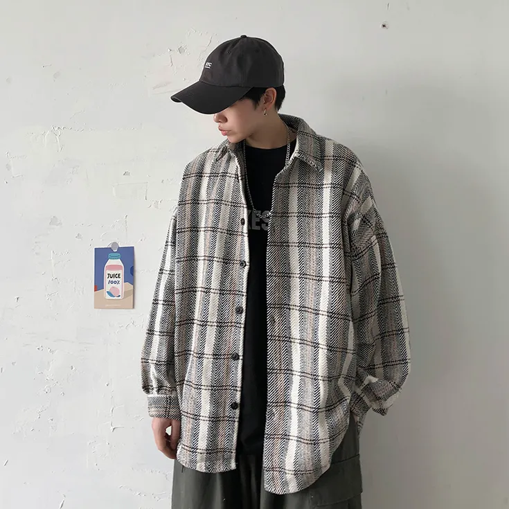 [Korean Style] 3 Colors Nova Plaid Casual Shirts