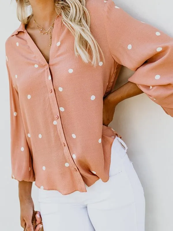 Latest Puff Sleeves Polka-dot Blouses&shirts Tops