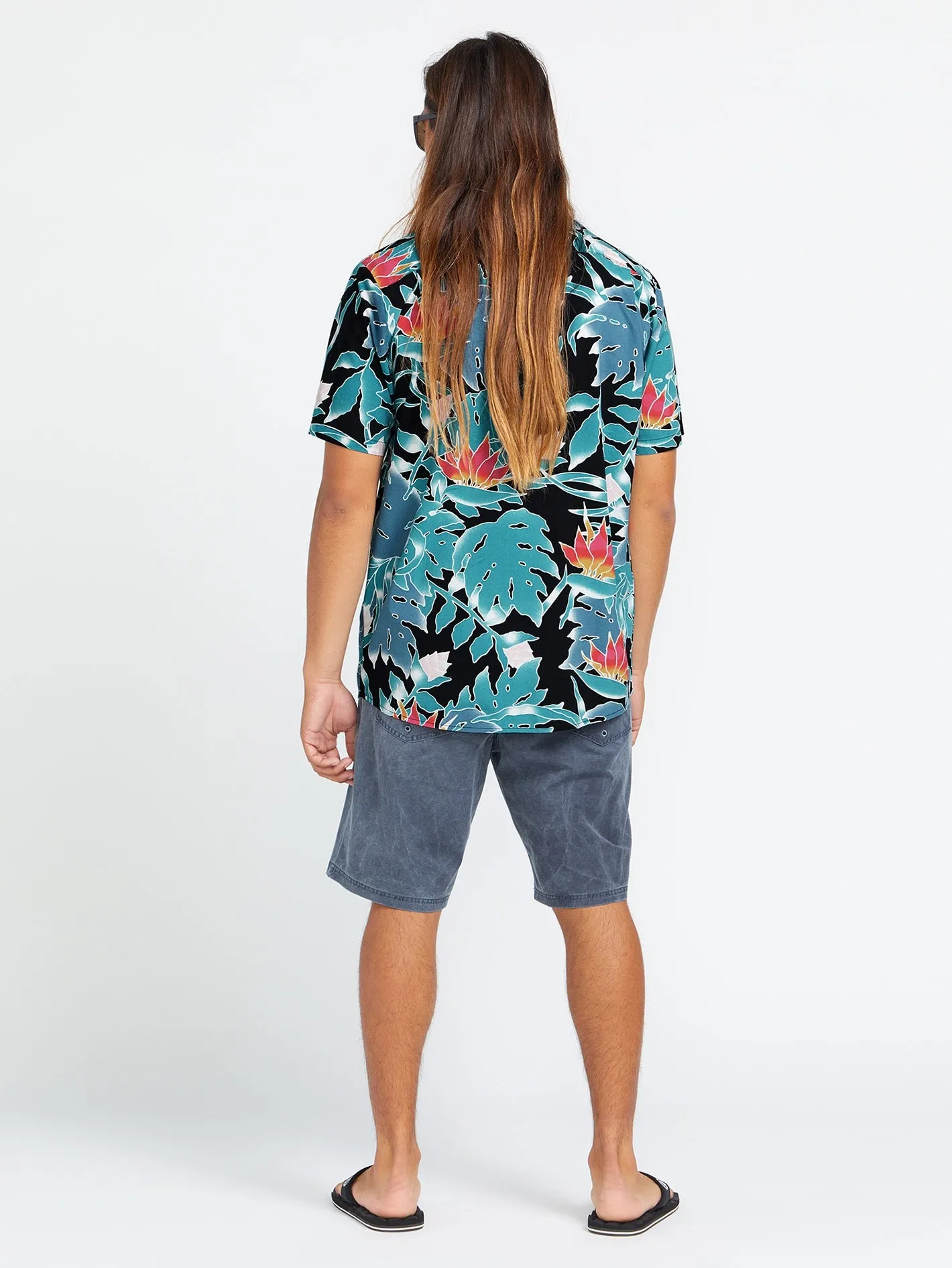 Leaf Pit Floral Short Sleeve Shirt - Black