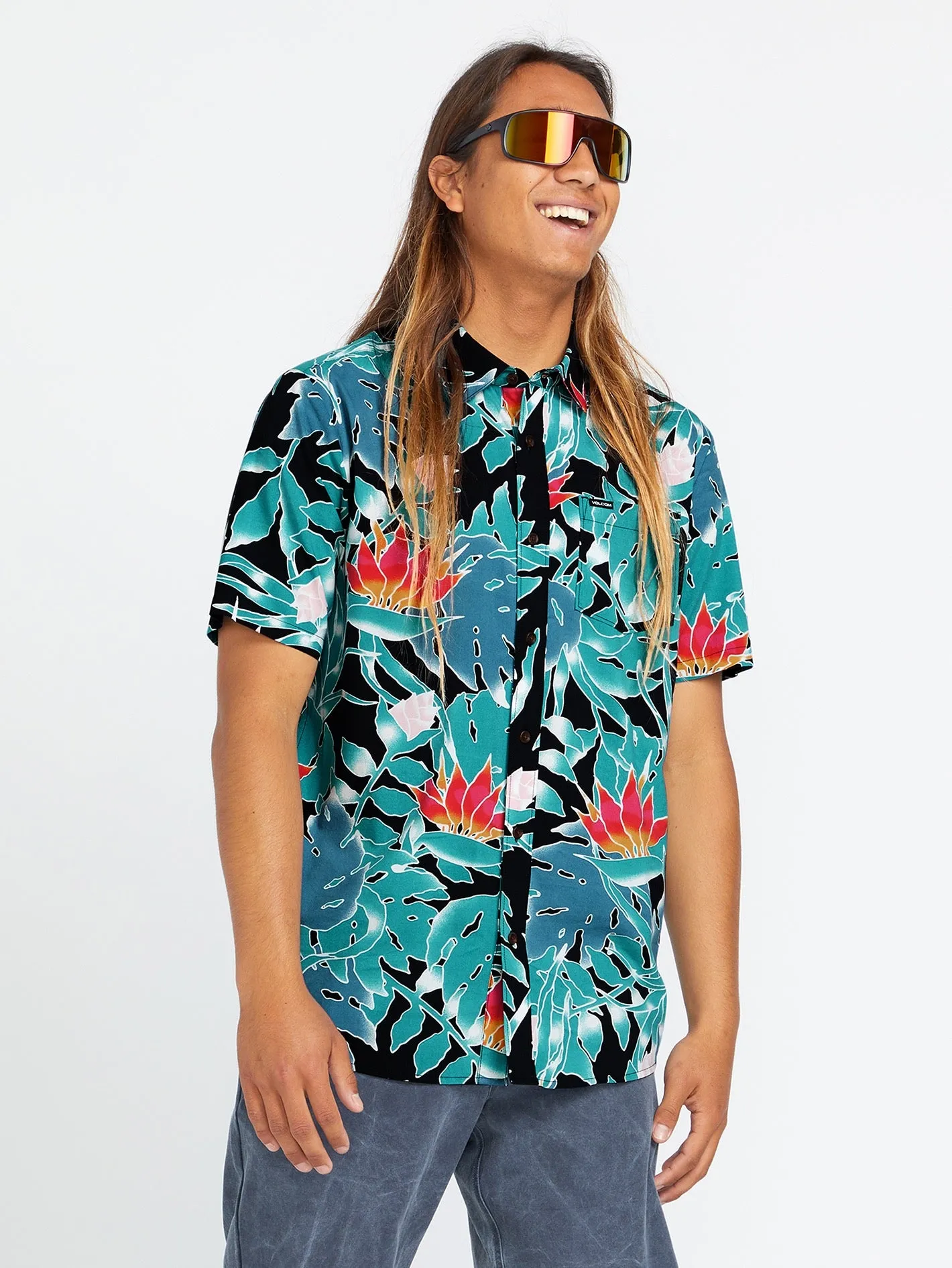 Leaf Pit Floral Short Sleeve Shirt - Black