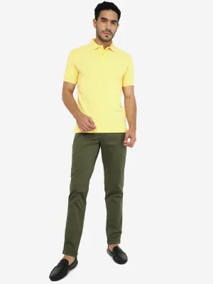 Lemon Yellow Solid Slim Fit Polo T-Shirt | Greenfibre