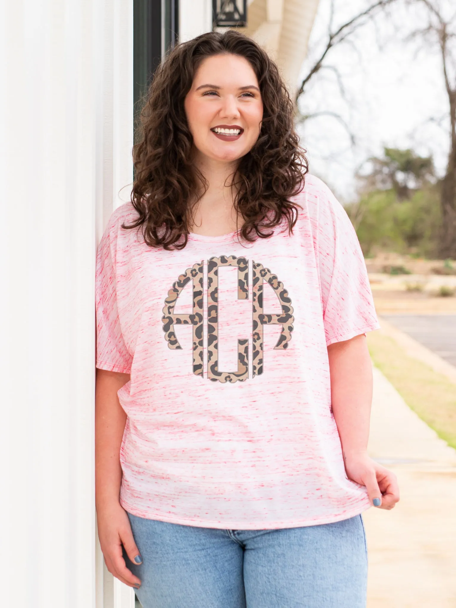 Leopard Monogrammed Slouchy Tee