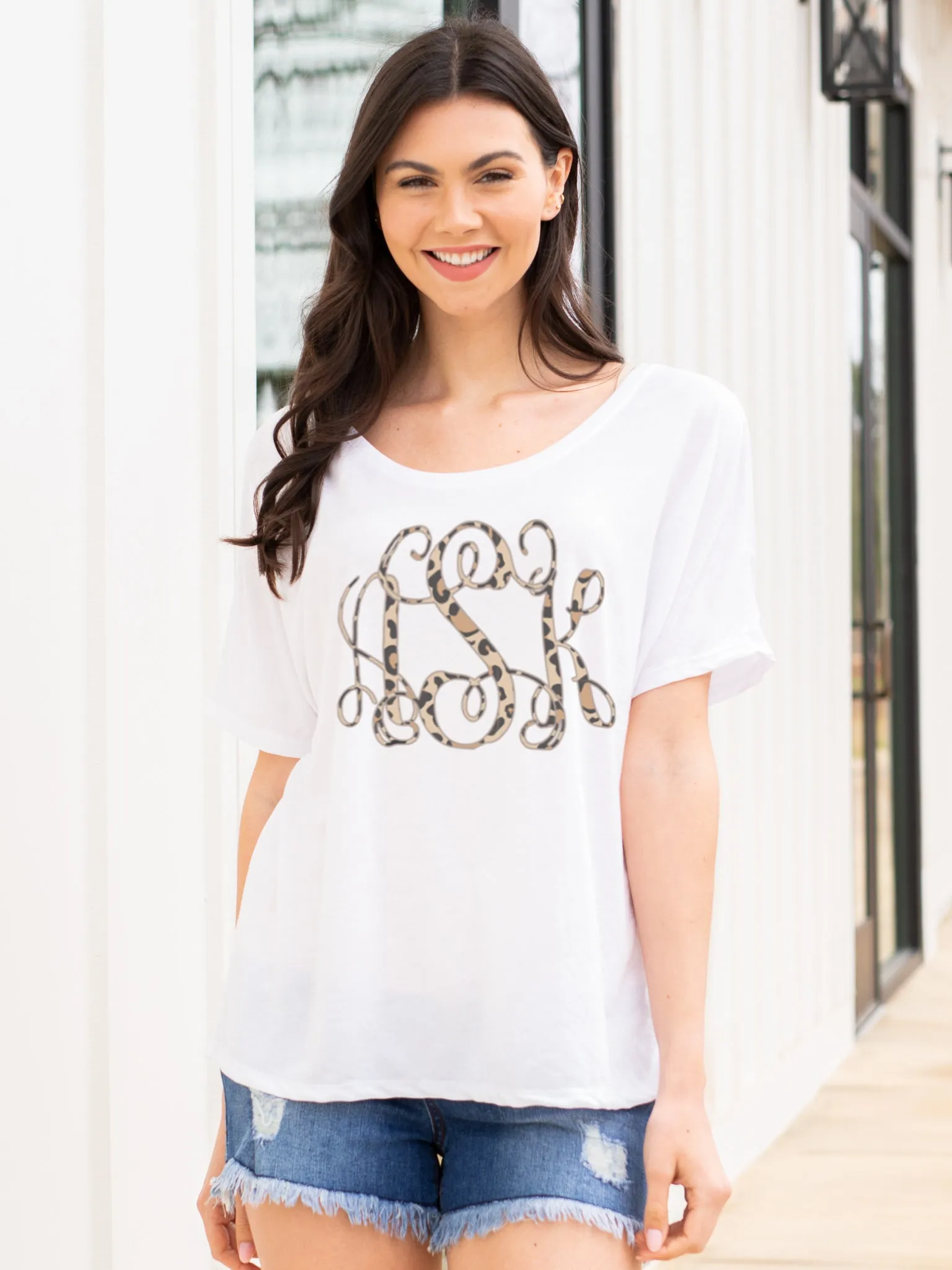 Leopard Monogrammed Slouchy Tee