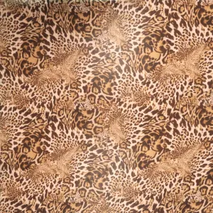 Light Brown Leopard Printed Silk Chiffon Fabric