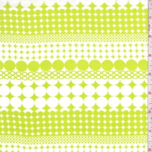 Lime/White Circle Stripe Rayon Challis Fabric