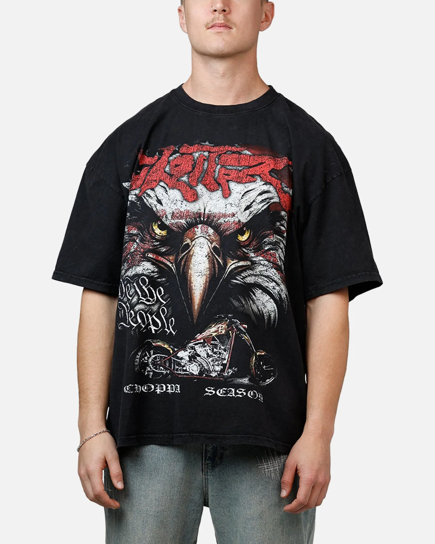 Loiter Choppa Season T-Shirt Black Acidwash