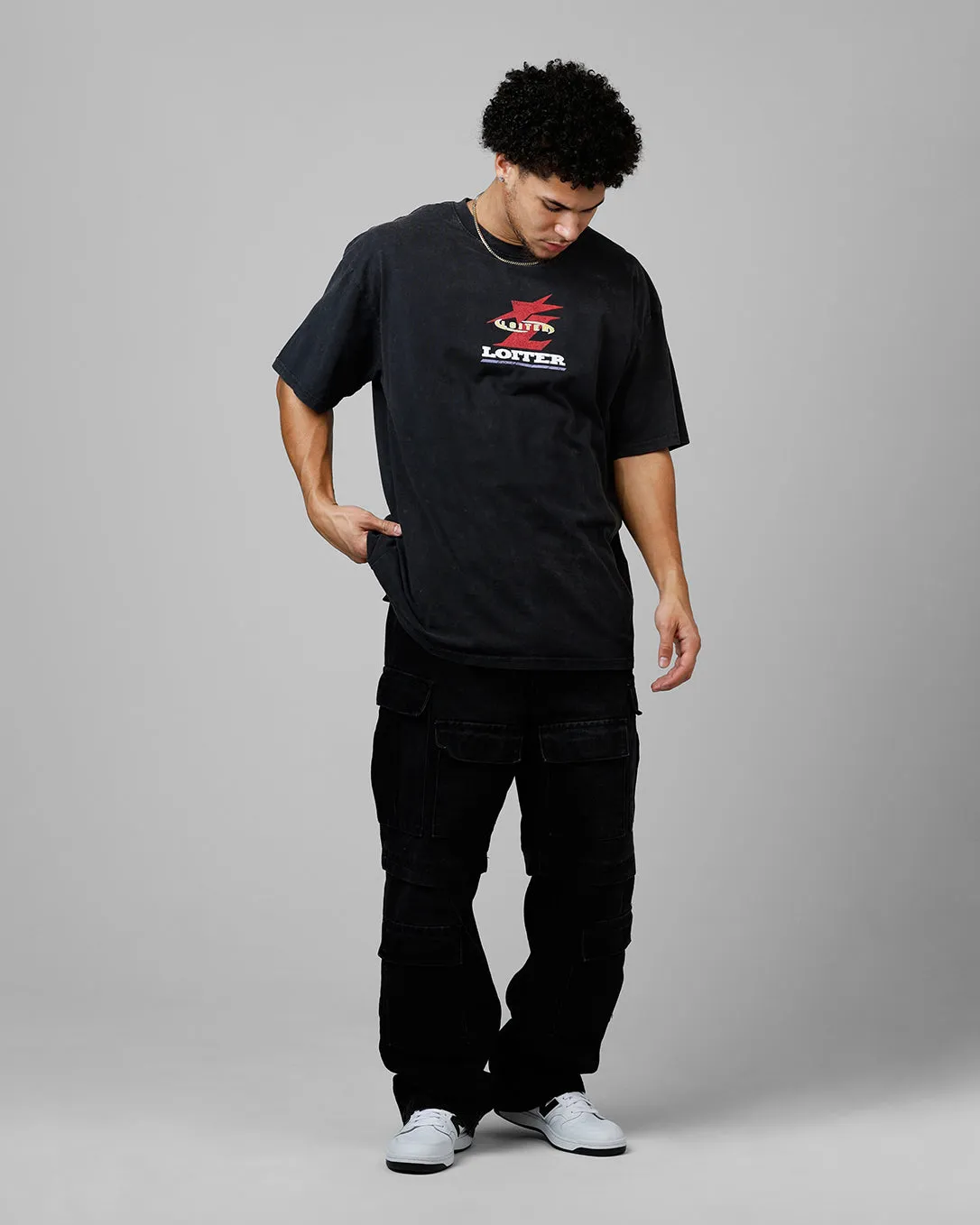 Loiter Formula Vintage T-Shirt Black Acidwash