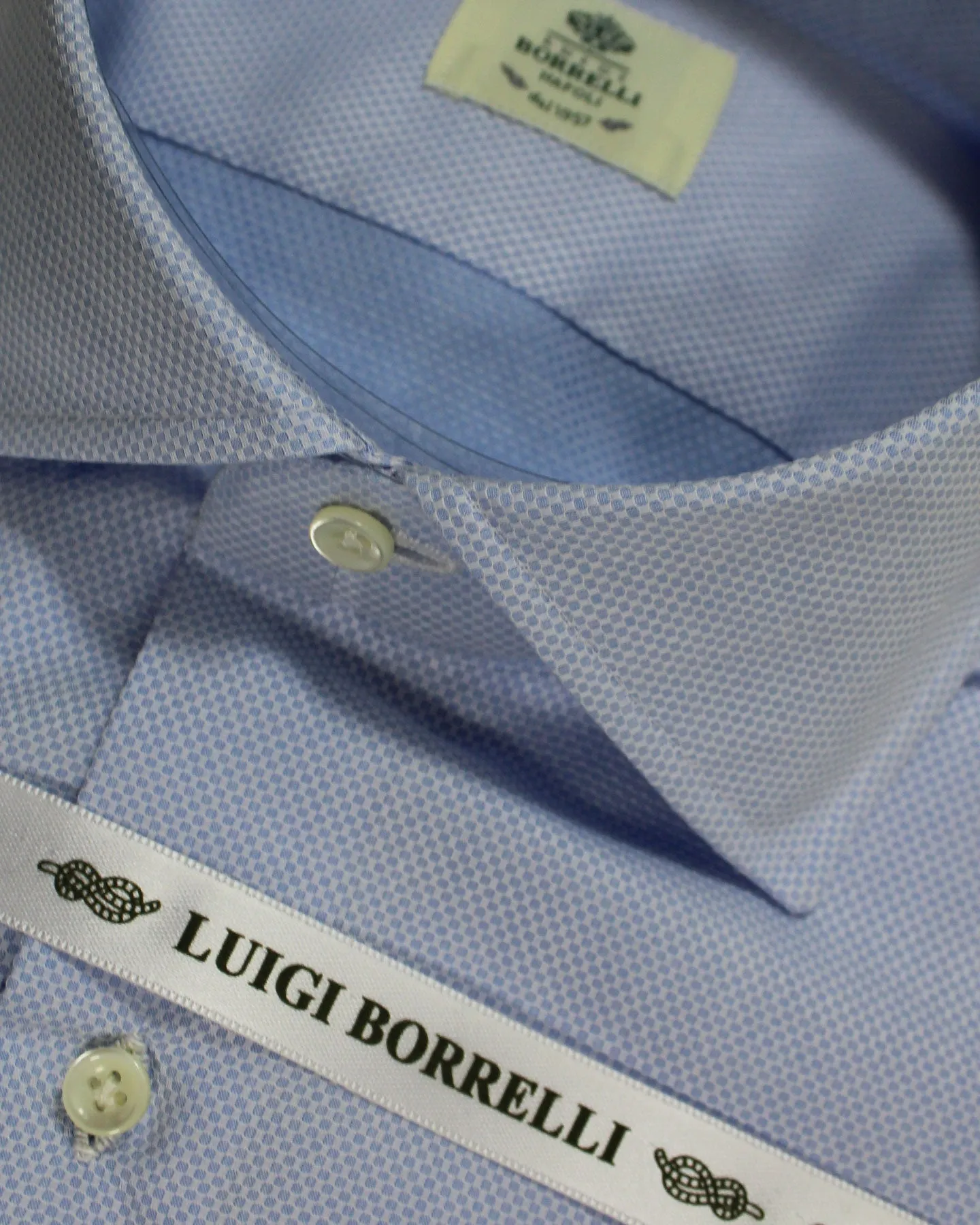 Luigi Borrelli Dress Shirt Blue Pattern 40 - 15 3/4