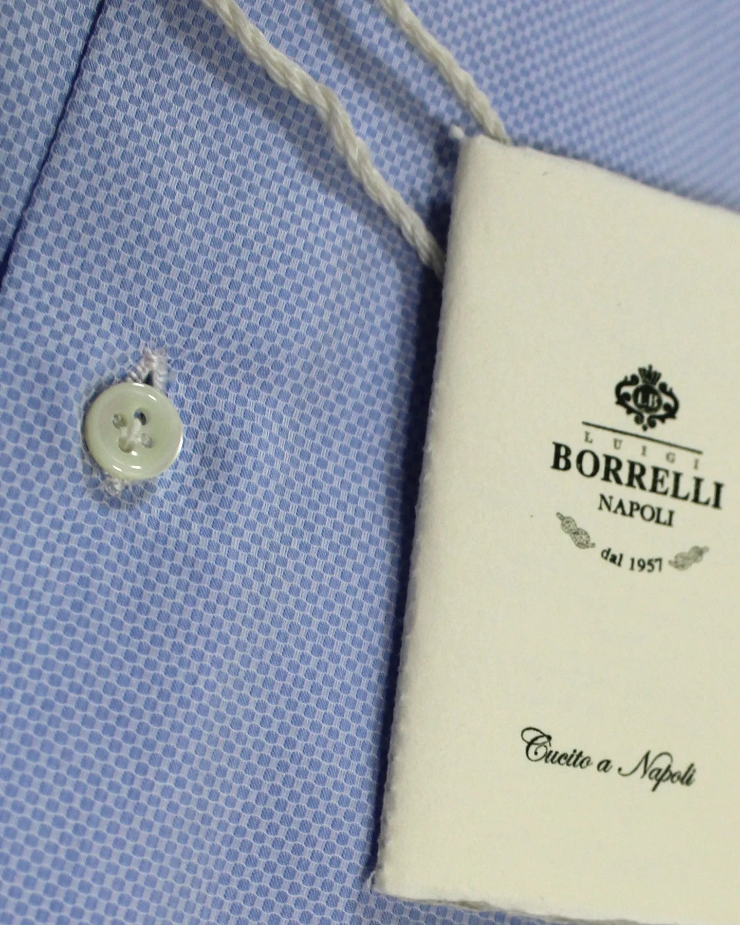 Luigi Borrelli Dress Shirt Blue Pattern 40 - 15 3/4