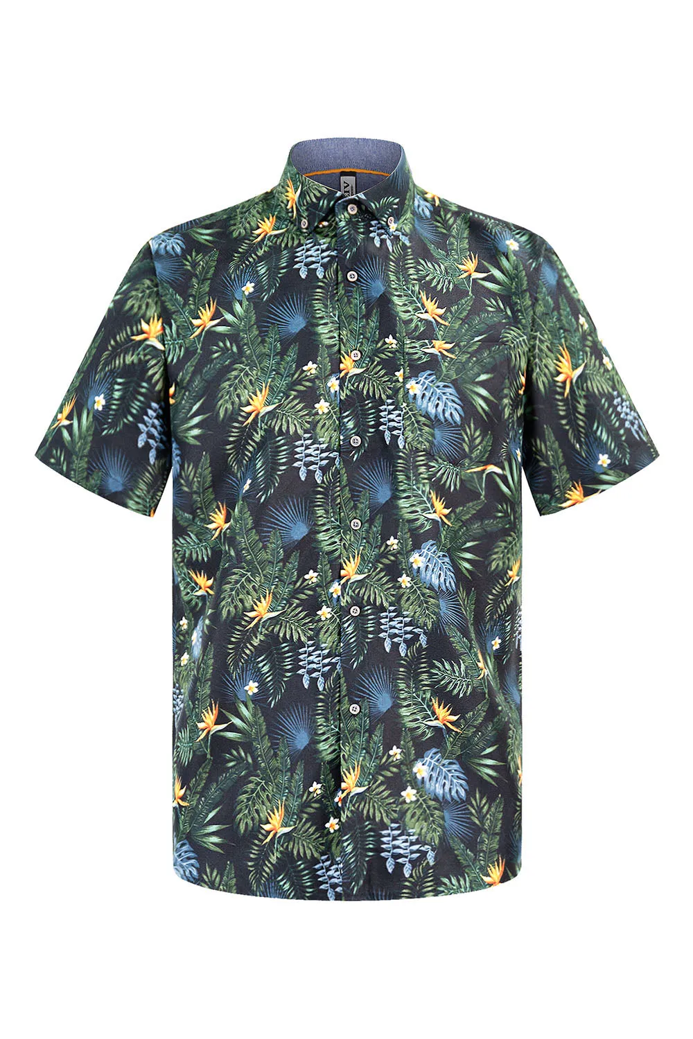 Men's Jungle Floral Print Button Down Short Sleeve Shirts