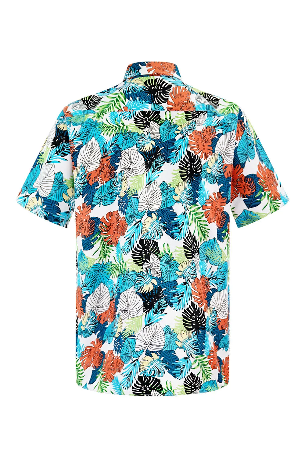 Men's Tropical Print Button Down Short Sleeve Shirts