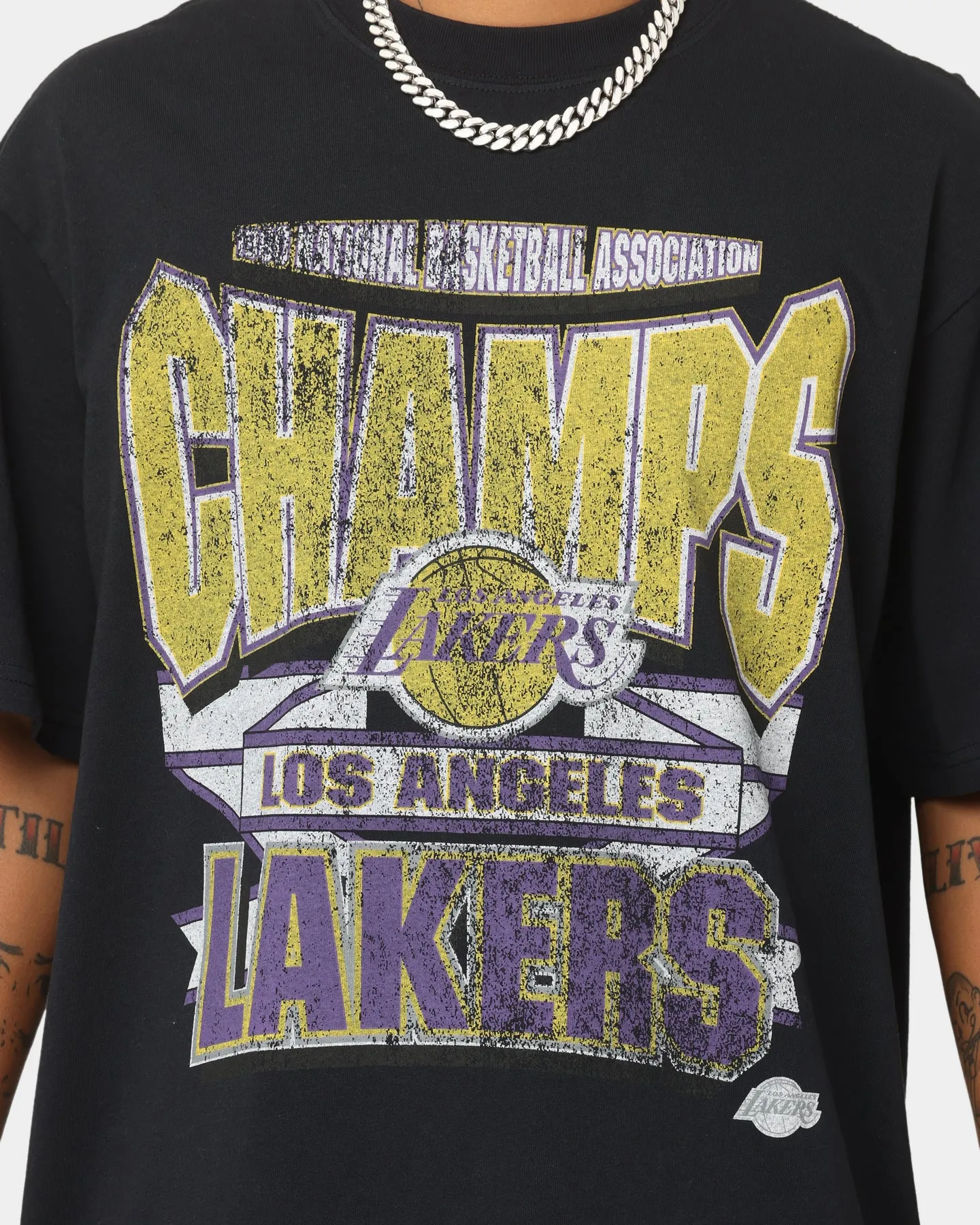 Mitchell & Ness Los Angeles Lakers Vintage Champs T-Shirt Faded Black